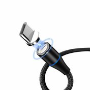 W-star magnetický USB kabel USBC 3A, Led, černá 1m, MG3ABK1