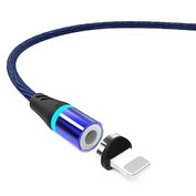 W-star magnetický USB kabel Lightning, 3A, 1m modrá černá, KBMG2BBL1