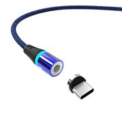 W-star magnetický USB kabel/ USBC , 3A, 1m modrá černá, KBMG2BBL1C
