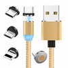 W-star magnetický USB kabel 3v1, USBC, micro USB, lightning, 5A, Led, zlatá 1m, MG3GD1