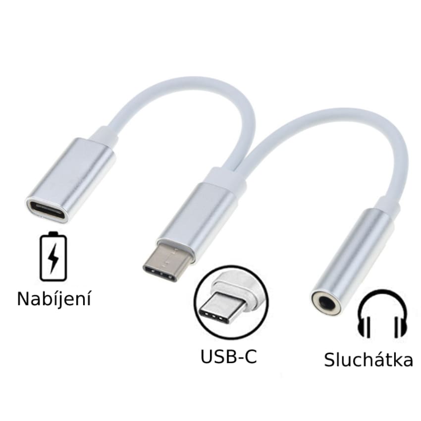 W-star Redukce UsbC jack 3,5, umožňuje připojit sluchátka, USBC-jack