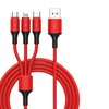 W-star kabel USB 3v1, USBC, micro USB, lightning, silikon 2,4A, 1,2m červená, KBS3v1RD100